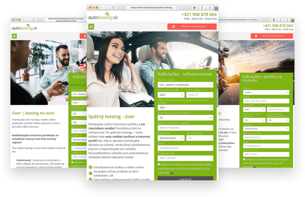 Autoleasing - Online marketing a tvorba webov - AJAS.cz